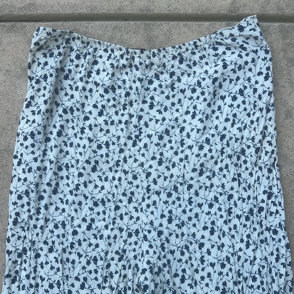 Loco Lindo White Blue Floral Side Button Wide Leg Palazzo Pants Women's Size XL - Picture 5 of 7